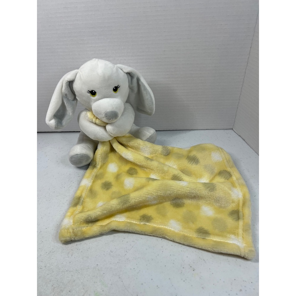 Little Beginnings Plush Puppy Dog Security Blanket Yellow White Polka Dot Lovey‎